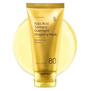 TOSOWOONG Kojic Acid Turmeric Overnight Wrapping Mask for Dark Spots, Glow