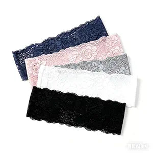 Floral Lace Headband for Women, Elastic Wide Hair Band, Navy, Pink, Gray, White, Black, 5 Pack