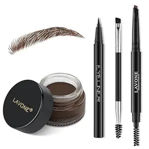 LAVONE Eyebrow Kit, Waterproof Brow Pencil,Pomade, Eyeliner - Dark Brunette