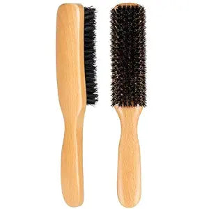STYLEMATE Boar Bristle Slick Back Hair Brush, Medium Soft Bristles Hair Brush for Thick & Fine Hair, Smoothing Hairbrush for Polishing, Deepening & Styling for Women Men Kids