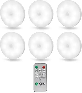 Rechargeable LED Puck Lights, Motion Sensor, 6 Pack