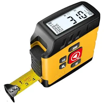 Digital Tape Measure 16 Ft - 6 Metric and Imperial Units, Easy Read Digital Measuring Tape Retractable with Fractions 1/16, Rechargeable Measurement Tool, for Distance/Area/Volume, Yellow