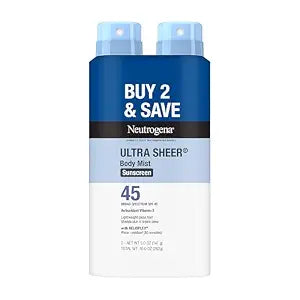 Neutrogena Ultra Sheer Dry Touch Sunscreen Spray, SPF 45, 2 x 5 oz