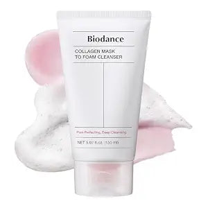 BIODANCE Collagen Mask To Foam Cleanser, 2-in-1 Pore Care and Hydrating Foaming Facial Cleanser for Sensitive Skin, Gentle Face Wash, Korean Skin Careㅣ5.07 fl. oz. (150 ml)