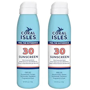 Coral Isles Spray SPF 30 Reef Safe Sunscreen Sunblock 6 Fl Oz Pack of 2