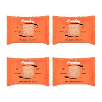 500g x 4 packs Fonday Rechargeable Silica Gel Car Dehumidifier Fast Reactivate Desiccant Bags, Large for Gun Safe Closet Basement Garage Storage Moisture Absorber