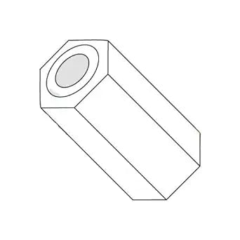 5/16" OD Hex Spacers / .115" x 1/2" / Nylon/Outer Diameter: 5/16" / Hole Size: .115" / Length: 1/2" (Carton: 1,000 pcs)