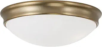 HomePlace by Capital Lighting 2034AD Hansen Transitional Soft White Glass Flush Mount Ceiling Light, 3-Light 300 Total Watts, 5" H x 14" W, Aged Brass