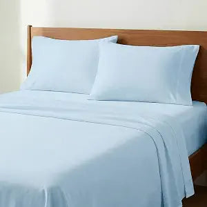 King Size Sheets Set 100% Egyptian Cotton, 500 Thread Count Sateen Weave Bed Sheets, 4 Piece Luxury Sheet Set, Soft, Breathable & Cooling, Deep Pocket Fits Mattress Up to 16 Inches, Light Blue