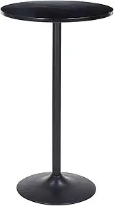 Modern Bistro Table 40 Inch Height, Round Wood Pub Table with 23.6 Inch Sturdy Desktop, Counter Height for Kitchen, Cafe, Dining Room (Black 1)