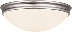 Atom - 2-Light 13" Flush Mount - Brushed Steel Finish - Opal Glass Shade