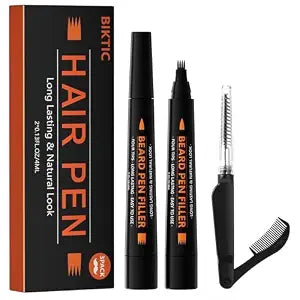 3-Pack Beard Pencil Filler for Men (Black), Four-fork Tip Beard Styling Pen