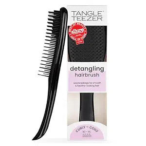 Tangle Teezer Ultimate Detangler Curly Hair Brush, 3C to 4C, Black