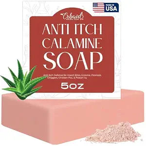 Erbaid Calamine Soap Bar ��� All Natural Instant Itch Relief ��� Calming Calamine Soap for Itchy Skin, Insect Bite, Eczema, Poison Ivy Rash ��� Pure Anti-Itch Body Wash Made in USA ��� Large 5oz Bar