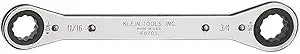 Klein Tools 68205 Ratcheting Box Wrench, Made in USA, 11/16-Inch x 3/4-Inch with Reverse Ratcheting and Chrome Plated Finish