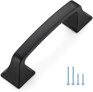 Ravinte Solid 3 Inch Big Square Foot Cabinet Pulls Matte Black Arch Pull Kitchen Cabinet Handles Black Drawer Pulls Kitchen Cabinet Hardware Flat Black Cabinet Drawer Handles-30 Pack