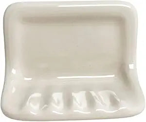 Tenedos Bone Almond Ceramic Soap Dish Holder for Bathroom Wall, Glazed Finish, Easy Tile Adhesion Install, Not for Flat Surface, Durable & Elegant