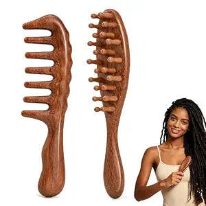 Natural Wooden Loc Brush & Wide Tooth Comb for Dreads, Twists, Microlocs & Sisterlocks