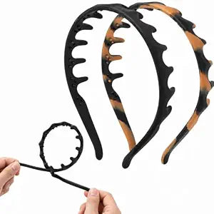 2 PCS Silicone Comb Headbands for Women Non Slip No Headache, Soft Headband with Teeth for Face Washing Makeup Workout, Durable Hair Bands (Tortoise & Black)