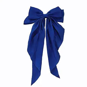 Hair Bows for Women Green Clips Large Satin Ribbon Bow Accessories Silk Big Hairs Bow for Girls Cute Christmas Long Hair Bows for Girls Hair Clip (Navy blue)