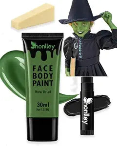 Green Face Paint for Halloween Wicked Witch Elphaba Cosume Makeup