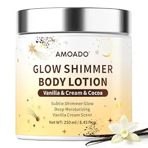 Vanilla Cream Shimmer Fragrance Body Lotion for Women – Hydrating Body Lotion with Shea Butter, Niacinamide & Hyaluronic Acid, Silky Glow Body Cream for Dry Skin, Lightweight & Non-Greasy 8.5 floz
