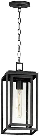Maxim Lighting Cabana Vx 1-Light Outdoor Hanging Light | Black Finish | Seedy Glass Shade | Transitional Outdoor Light Fixture | Ideal for Porches & Covered Entryways | Dimmable Damp Rated | 40669CDBK