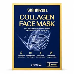 SkinKlean Collagen Face Mask 9 Pack,Hydrating Sheet Masks for Women
