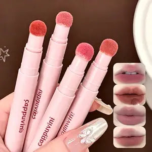 4 Pack Nude Cushion Lip Powder Cream,Matt Velvet Long Lasting Lipstick