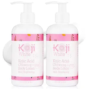 Koji White Kojic Acid & Collagen Body Lotion, Women Gifts Set for Skin Brightening with Arbutin, Glowing Skin, Moisturizer & Radiant Complexion, Uneven Skin Tone - Vegan, 8.45 Fl Oz (2 Packs)