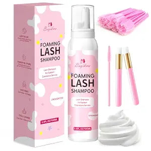 Buqikma Foaming Lash Shampoo Eyelash Extension Cleanser 3.4Fl Oz, Unscented