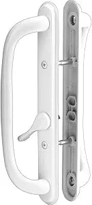 10" Olympus Sliding Patio Glass Door Offset White Pull Handle Set Replacement - Non-Keyed Handle fits 3 / inches Hole Spacing, and 1-1/4" to 2-1/4" Door Thickness