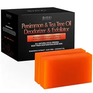 Japanese Persimmon Soap | Tea Tree Body Odor & Old People Smell Bar, 2 Pack