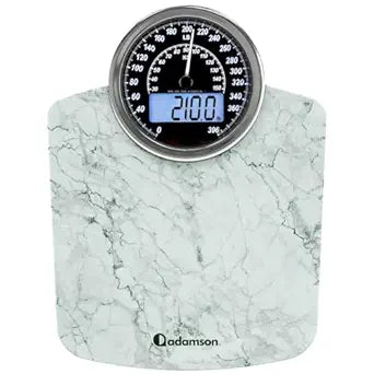 Adamson Hybrid 2-in-1 Analog & Digital Weighing Scale for Body Weight up to 400lbs - Thick Tempered Glass - Extra Large Display - Easy to Read Digital Bathroom Scale - New - Marble White