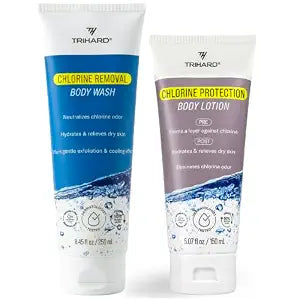 TRIHARD Chlorine Removal Body Wash and Lotion Set for Swimmers, 2 Pc