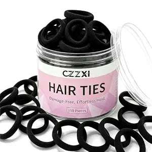 CZZXI 150ct Hair Ties No Damage for Fine Hair (1.6x0.31in), Black
