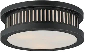 Maxim Lighting Oxford 3-Light Flush Mount | Black Steel Finish | White Opal White Shade | Transitional Indoor Light Fixture | Ideal for Bedrooms, Hallways & Entryways | Dimmable Damp Rated | 30599WTBK