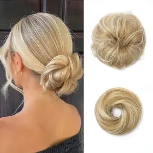 2PCs Messy Bun Hair Pieces for Women, Curly Hair Bun Scrunchie Extensions