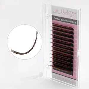 Double Tips Flat Ellipse Eyelash Extensions Supplies 0.20 C curl Mix8-15mm Brown Color Faux Mink Super Soft Split Tips Lash Individual Lashes (0.20C, MIX8-15)