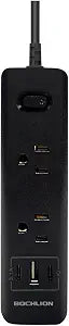Multi Plug Outlet Extender with USB - Surge Protector Splitter 3 USB Wall Charger - Multi Plug Outlet Splitter,Widely Spaced Outlet for Travel, Home, College Dorm RoomBlack