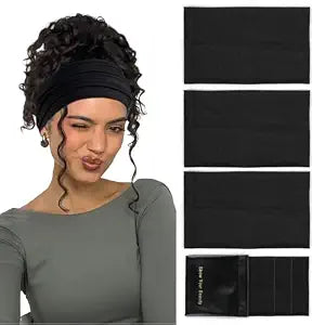 Huachi Black Headbands for Women Wide Headbands for Women Non Slip Thick Womens Headband Boho Elastic Hair Bands for Women's Hair Stretchy Sweat Head Band for Workout Running Working