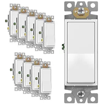 ENERLITES White 3-Way Decorator Paddle Rocker Light Switch, 15A, 10 Pack