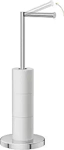 Toilet Paper Holder Stand 22.2" H Bathroom Free Standing Toilet Paper Roll Holder Storage Shelf for 4 Rolls, Stainless Steel Toilet Paper Holders with Non-Slip Stable Base, Polished Chrome