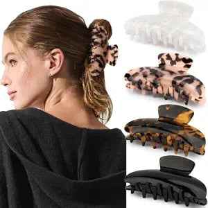 4Pcs Tortoise Shell Claw Clips for Women Medium Hair Accessories