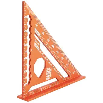 Klein Tools 9357SSQ Rafter Square, 7-Inch, Double Laser Etched Aluminum, Multi-Functional, Carpenter Measuring Layout Tool, Triangle Ruler for Woodworking