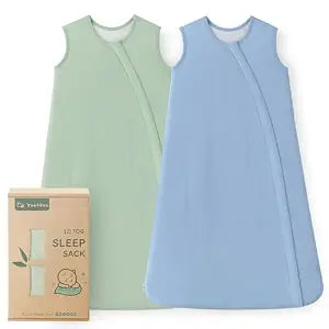Yoofoss Rayon Made from Bamboo Baby Sleep Sack 18-24 Months TOG 0.5 Baby Wearable Blanket, Super Soft Infant Toddler Sleeping Sack 2-Way Zipper, Blue&Green