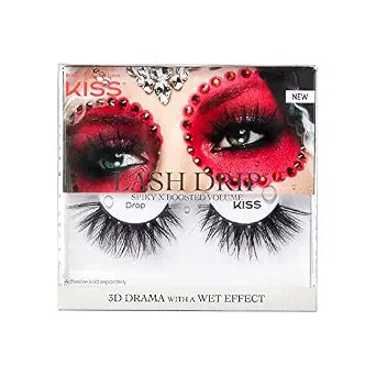 KISS Lash Drip False Eyelashes, Spiky X Boosted Volume, Unique Wet Look Hydrated Effect