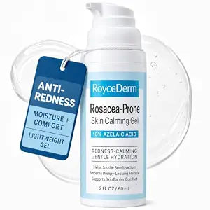 Roycederm Rosacea Treatment for Face, 10% Azelaic Acid Gel for Redness, 2 oz | Hydrating, Non-Greasy Gel for Sensitive Skin, Helps Smooth Uneven Texture, Soothe Dryness & Support Skin Barrier Comfort