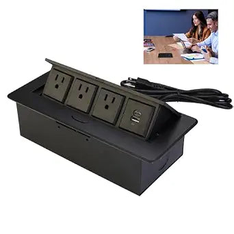 Pop Up Power Outlet, Conference Table Recessed Power Outlet Desktop Socket with PD 20W USB C Fast Charge, Stainless Steel Receptacle Outlet for Conference Office Countertop