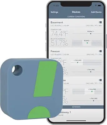 SensorPush HT1 Smart Temperature Sensor & Humidity Sensor - Thermometer & Hygrometer w/App Monitoring - Indoor/Outdoor Temperature and Humidity Monitor w/Heat Index for RV, Fridge & More